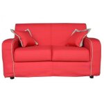 Canap� 2 places en tissu capitonn� d�houssable 146 cm parigi avec liser� rouge gris