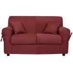 Canap� 2 places en tissu d�houssable verona 150 cm coloris uni bordeaux