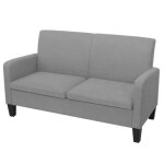 Canap 2 places - gris clair - tissu - 135 x 65 x 76 cm - design contemporain - confort moelleux