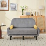 Canap� 2 places en velours c�tel�canap� convertible 2 en 1 canap� - lit dossier r�glabled�montage facilegris ...