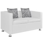 Vidaxl canap  2 places cuir synthtique blanc