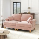 Canap� 2 places vintage ann�es 50 en chenille rose ? grand mod�le 194�835�93 cm accoudoirs �vas�s