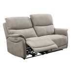 Canap� 25 places relax �lectrique tissu polyester imitation peau gris clair - sultan