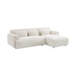 Canap 3 places. angle droit. tissu bouclette. wallas. l 196 x p 151 / 91 / x h 73cm