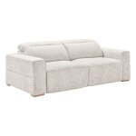 Canap� 3 places assises coulissantes �lectriques en tissu boucl� gris perle - havana