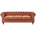 Canap� 3 places chesterfield velours marron dor�