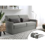 Ari - canap� 3 places convertible express couchage quotidien 140 cm matelas 12 cm en tissu - gris clair ...