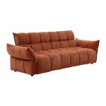 Canap� 3 places convertible clic - clac en tissu chenille terracotta hakemo