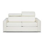 Canap 3 places convertible express en cuir de buffle blanc - couchage 140 cm - matelas 22 cm - vizir ...