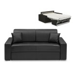 Canapé 3 places convertible express en simili emir - noir - couchage à lattes larges 140 cm - matelas ... Canapé 3 places convertible express en simili emir - noir - couchage à lattes larges 140 cm - matelas ...