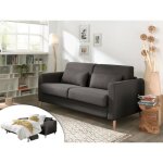 Timo - canap� 3 places convertible express couchage quotidien 140 cm matelas 12 cm en tissu - gris fonc� ...