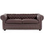 Canap� 3 places en cuir marron chesterfield - beliani - classique - intemporel - fixe