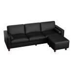 Canap� 3 places en cuir pu 234 cm avec repose - pieds et 2 coussins capacit� 365kg pieds bois massif ...