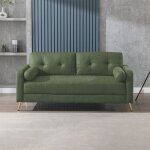 Canap� 3 places fixes en microfibre kaki - glimar