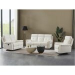 Canap 3 places relax en cuir blanc vineta