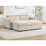 Canap� 3 places relax �lectrique assise profonde en tissu beige beralda