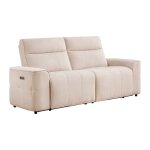 Canap� 3 places relax �lectrique en tissu chenille beige scamoco
