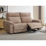 Canap� 3 places relax �lectrique en tissu taupe djaralo
