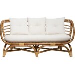 Canap� farah 2 places rotin tissu blanc - atmosphera createur dinterieur