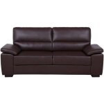 Canap 3 places en simili - cuir marron - beliani - vogar - confort moelleux - design contemporain
