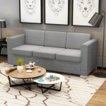 Canap 3 places en tissu gris - vidaxl - style contemporain - design - confort moelleux