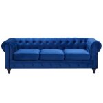 Canapé 3 places en velours bleu cobalt chesterfield Canapé 3 places en velours bleu cobalt chesterfield