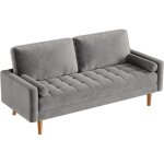 Canap 3 places en velours griscanap scandinave avec 2 coussins pour salonfauteuil moderne7817685cm ...