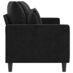 Canap� 3 places en velours - wiens - noir - 180 cm - 198x77x80 cm - velours doux - cadre en m�tal