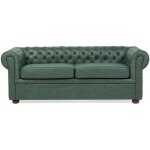 Canap� 3 places en cuir pu vert chesterfield
