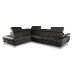 Canapé dangle en 100% tout cuir épais de luxe italien 5 / 6 places kasini noir angle gauche Canapé dangle en 100% tout cuir épais de luxe italien 5 / 6 places kasini noir angle gauche