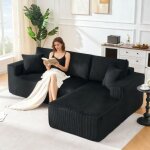 Canap� d?angle - canap� 2 places avec m�ridienne droite et accoudoirs confortables - velours c�tel� - ...