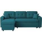 Marius - canap d'angle convertible rversible en tissu - bleu ptrole
