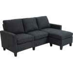 Canapé d'angle 3 places homcom - réversible - tissu polyester gris foncé - confortable assise moelleuse ... Canapé d'angle 3 places homcom - réversible - tissu polyester gris foncé - confortable assise moelleuse ...