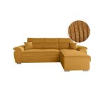 Canap komeco d'angle reversible convertible avec coffre et ttires en velours ctel - jaune