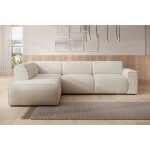 Canap� d?angle ? bouvi ? avec dossier sur m�ridienne ? en bouclette ? cr�me ? gauche