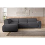 Canap� d?angle ? bouvi ? avec dossier sur m�ridienne ? en bouclette ? gris fonc� ? gauche