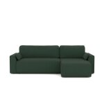 Canapé angle capucins convertible velours côtelé vert 4 places Canapé angle capucins convertible velours côtelé vert 4 places