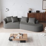 Canap� d?angle en chenille assise extra large et profonde gris fonc� maisentiel