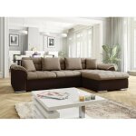 Canap dangle comfivo 107 - marron - faux cuir + tapisserie - zig zag - bote de literie