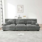 Canap� d?angle convertible 3 places modulable assise profonde et rev�tement chenille r�sistant