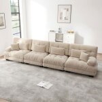Canap� d?angle convertible 4 places assise profonde chenille vintage et fonction lit modulable