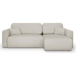 Canapé dangle réversible convertible 4 places avec coffre en tissu écru - davis Canapé dangle réversible convertible 4 places avec coffre en tissu écru - davis