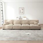 Canap� d?angle convertible 4 places modulable tissu chenille vintage assise profonde et canap� - lit
