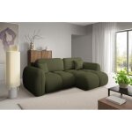 Canap� d?angle convertible 4 places pilenia en tissu bouclette vert - 270 cm