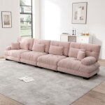 Canap� d?angle convertible 4 places style vintage en chenille modulable avec assise profonde