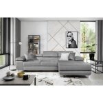 Canap� dangle convertible armel en tissu luxe 5 places couleur gris avec coffre angle droit (vu de face) ...