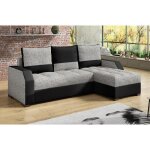 Canapé dangle convertible arte en tissu et simili de qualité gris et noir 3 / 4 places angle droit (vu ... Canapé dangle convertible arte en tissu et simili de qualité gris et noir 3 / 4 places angle droit (vu ...