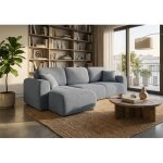Canap� d?angle convertible binigia 4 places bleu gris ? tissu pop effet 3d - 245 cm