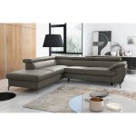 Canap dangle convertible en cuir italien de luxe 5 / 6 places finlande avec coffre taupe angle gauche ...