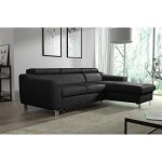 Canap dangle convertible en cuir italien de luxe 5 places astoria noir angle droit